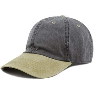 Unisex Black & Khaki 100% Cotton Pigment Adjustable Size Baseball Six Panel Cap